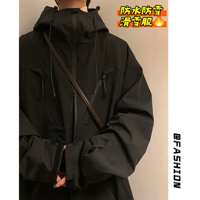 雅鹿  山系纯色多拉链户外运动休闲简约时尚百搭基础款登山徒步滑雪服连帽  防风透气耐磨防寒冲锋衣 男女同款