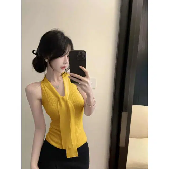 缪斯的诱惑 背心露背高级感无袖挂脖吊带 女款