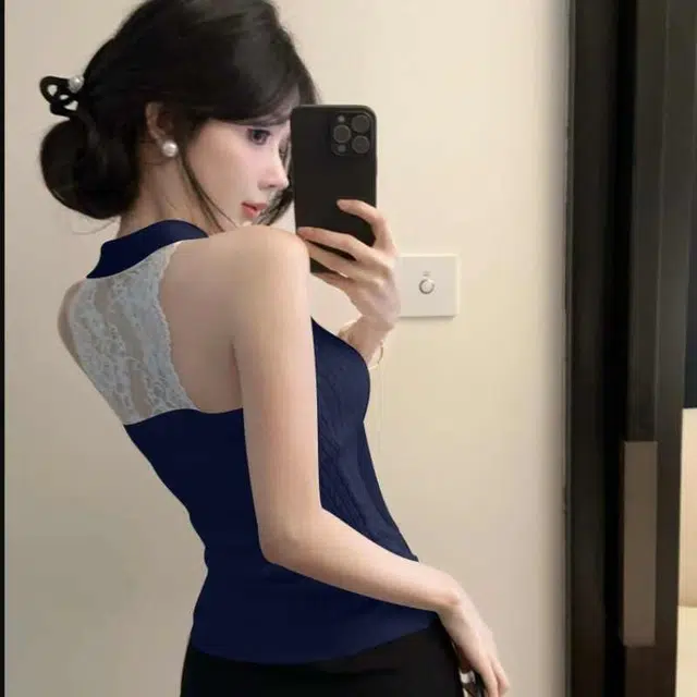 缪斯的诱惑 背心露背高级感无袖挂脖吊带 女款