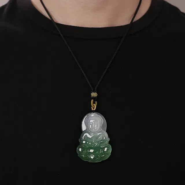 缘钰祥 观音 新中式温润细腻国潮国风招财纳福财源滚滚编织绳锁骨链 玉髓 项链 男女同款情侣款