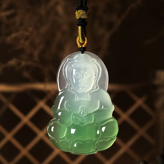 缘钰祥 观音 新中式温润细腻国潮国风招财纳福财源滚滚编织绳锁骨链 玉髓 项链 男女同款情侣款