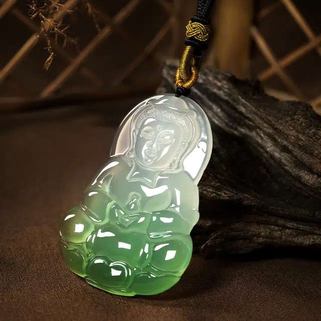 缘钰祥 观音 新中式温润细腻国潮国风招财纳福财源滚滚编织绳锁骨链 玉髓 项链 男女同款情侣款