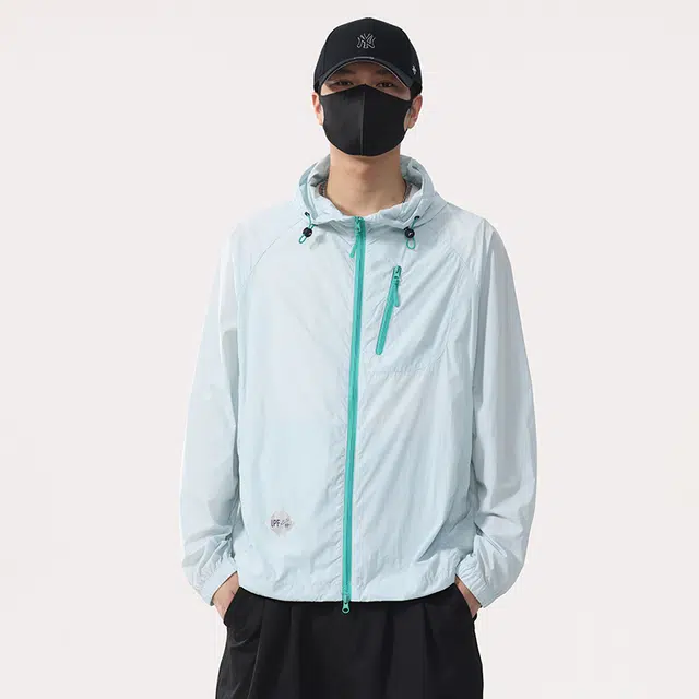 么宁 薄款连帽外套时尚百搭舒适透气户外长袖防晒服 男女同款