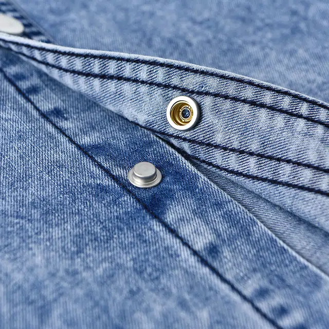 么宁 纯棉水洗长袖牛仔外套宽松翻领工装衬衣舒适透气休闲上衣个性时尚衬衫 男女同款