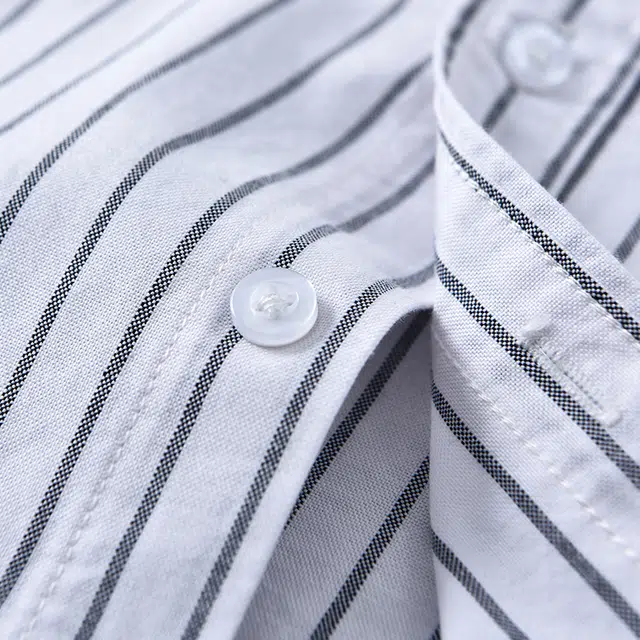 么宁 纯棉条纹长袖衬衣潮流时尚宽松翻领外套舒适透气休闲上衣个性文艺感衬衫 男女同款