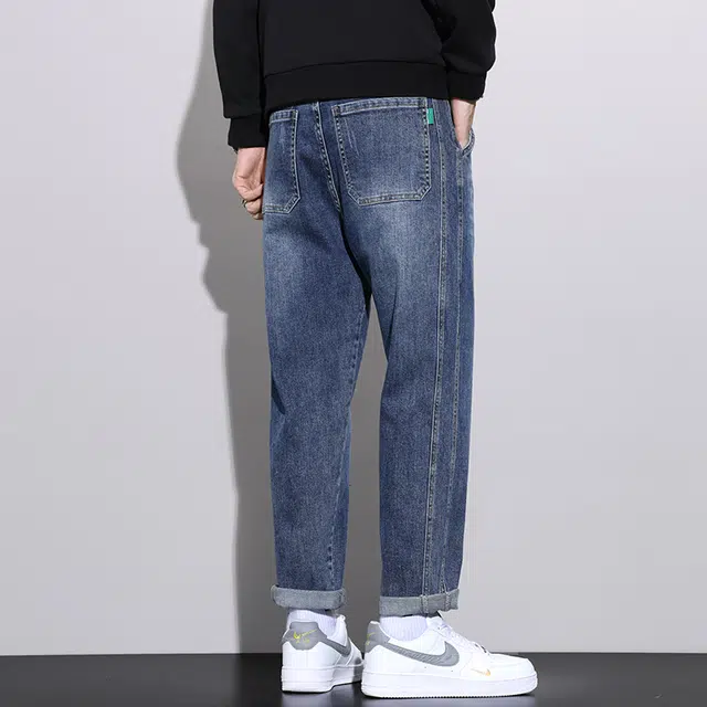 么宁 秋冬季韩版潮流简约百搭哈伦裤舒适透气弹力长裤耐穿耐磨个性时尚运动休闲牛仔裤 男女同款