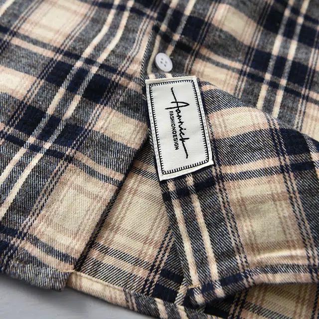 么宁 大方格子宽松翻领衬衣舒适透气休闲外套个性时尚上衣百搭磨毛长袖衬衫 男女同款