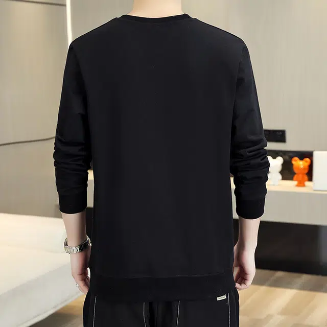 么宁 秋冬季基础款字母趣味印花长袖休闲外套情侣套头宽松圆领上衣简约百搭内搭打底衫舒适透气加绒保暖卫衣 男女同款