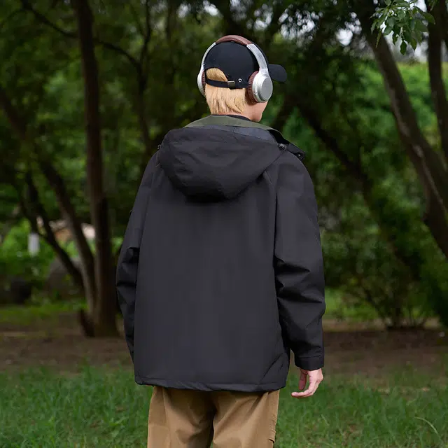 么宁 山系户外风连帽工装休闲外套防风三合一情侣加厚冲锋衣简约百搭舒适透气夹克 男女同款