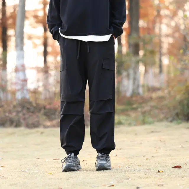 么宁 美式高街个性痞帅宽松束脚裤褶皱感运动哈伦长裤舒适透气休闲裤 男女同款