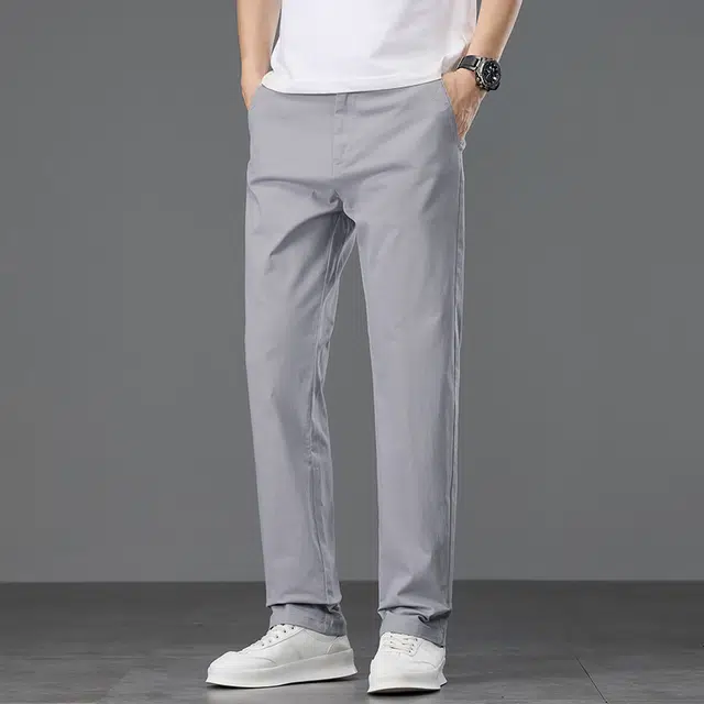 么宁 纯色基础款简约百搭合身直筒裤舒适透气个性时尚弹力长裤户外日常运动休闲裤 男女同款