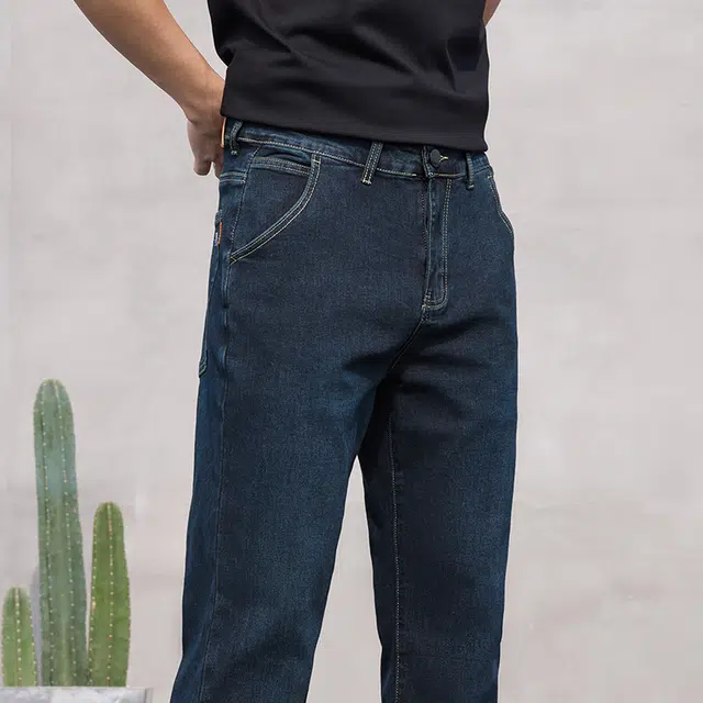 么宁 宽松直筒轻商务潮流时尚简约百搭弹力舒适透气耐穿耐磨个性痞帅牛仔裤 男女同款