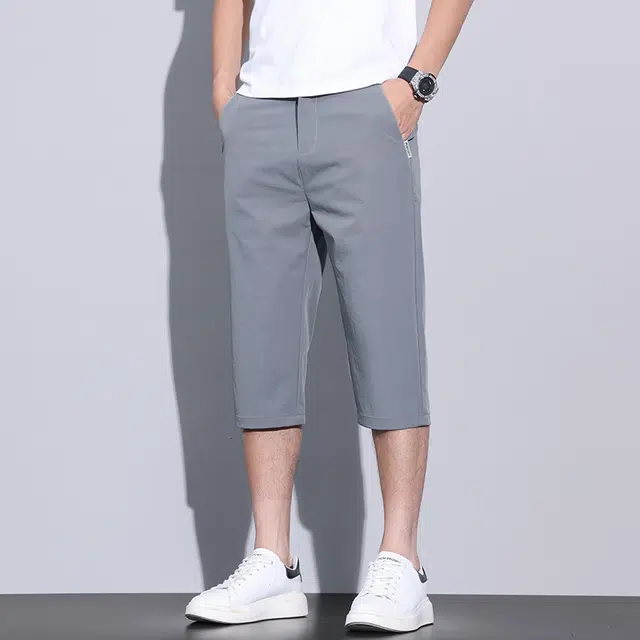 么宁 字母刺绣夏季薄款冰丝速干透气七分裤宽松直筒简约百搭休闲短裤 男女同款