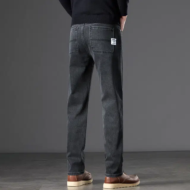 么宁 秋冬季简约百搭直筒裤舒适透气耐穿耐磨个性时尚运动休闲牛仔裤 男女同款