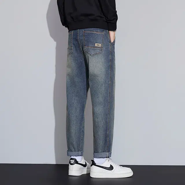 么宁 美式复古水洗宽松直筒裤潮流时尚弹力舒适透气耐穿耐磨个性痞帅休闲牛仔裤 男女同款