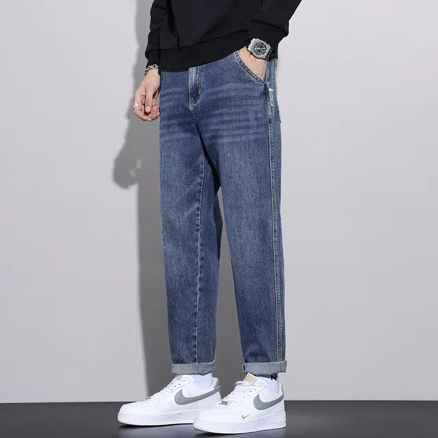 么宁 秋冬季韩版潮流简约百搭哈伦裤舒适透气弹力长裤耐穿耐磨个性时尚运动休闲牛仔裤 男女同款