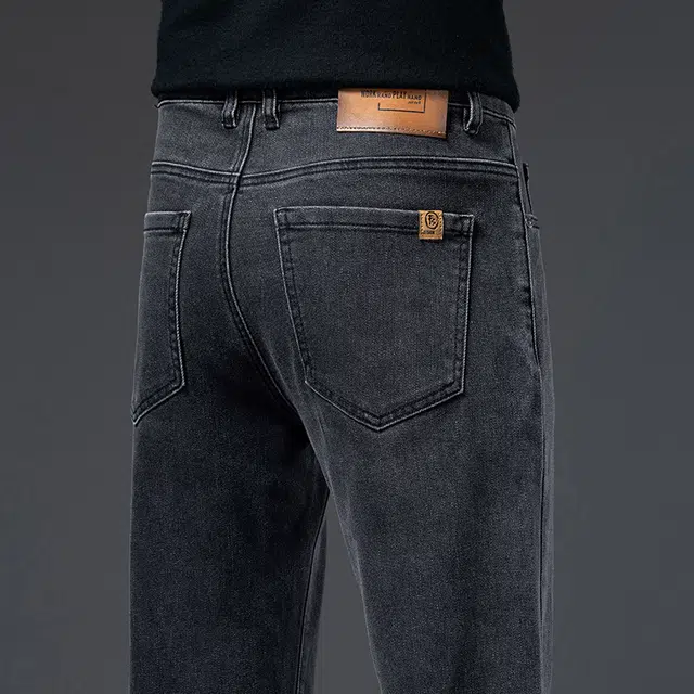 么宁 秋冬季简约百搭轻商务宽松直筒裤舒适透气耐穿耐磨个性时尚运动休闲牛仔裤 男女同款