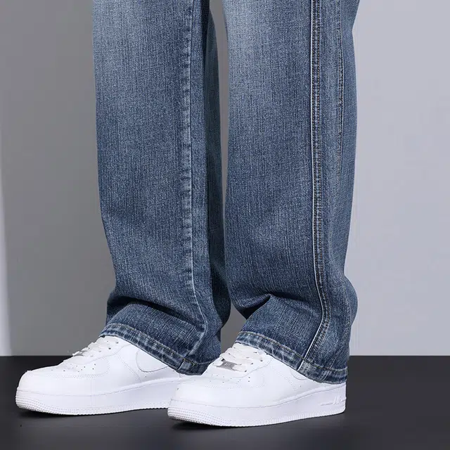 么宁 美式高街个性潮牌宽松直筒裤简约百搭抽绳松紧腰舒适透气休闲阔腿牛仔裤 男女同款