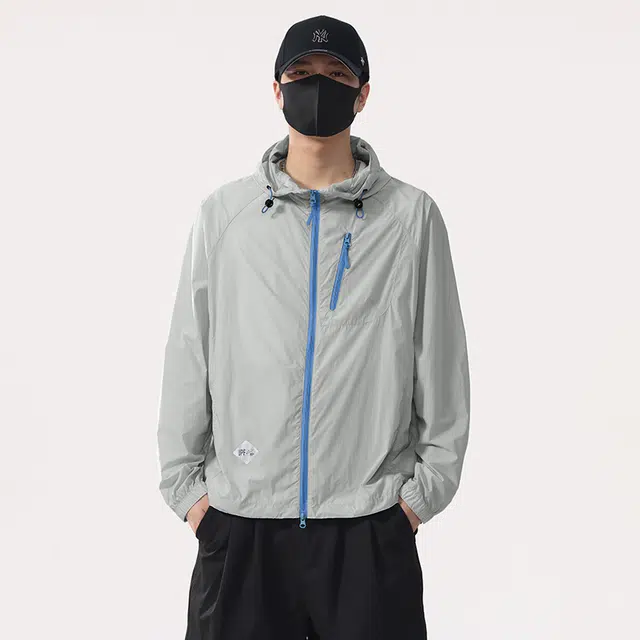 么宁 薄款连帽外套时尚百搭舒适透气户外长袖防晒服 男女同款