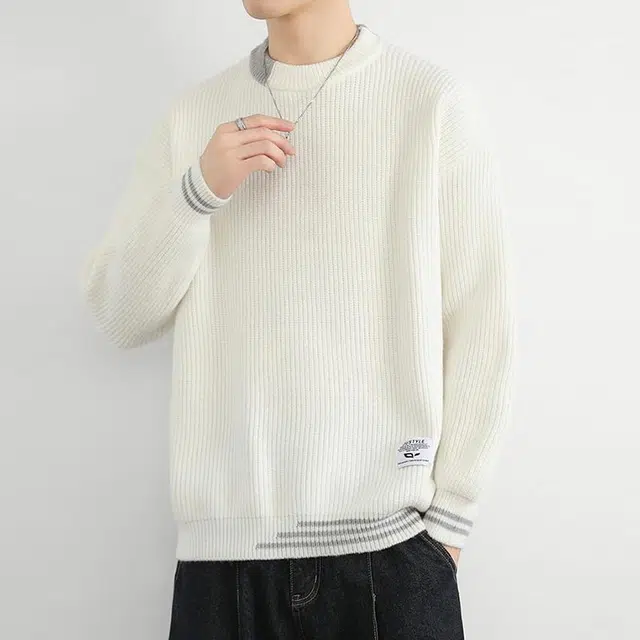 么宁 秋冬季宽松百搭慵懒风毛衣内搭休闲外套舒适透气圆领上衣个性时尚针织衫 男女同款