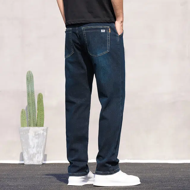 么宁 宽松直筒轻商务潮流时尚简约百搭弹力舒适透气耐穿耐磨个性痞帅牛仔裤 男女同款