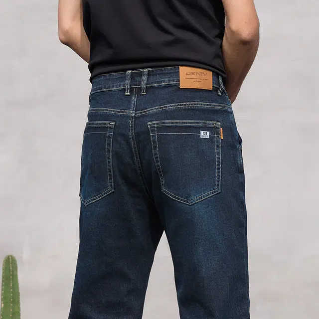 么宁 宽松直筒轻商务潮流时尚简约百搭弹力舒适透气耐穿耐磨个性痞帅牛仔裤 男女同款