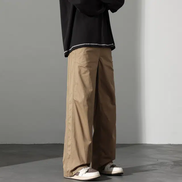 么宁 纯棉简约百搭宽松直筒裤潮流时尚舒适透气户外日常运动休闲裤 男女同款