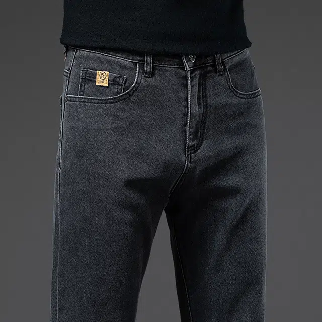 么宁 秋冬季简约百搭轻商务宽松直筒裤舒适透气耐穿耐磨个性时尚运动休闲牛仔裤 男女同款