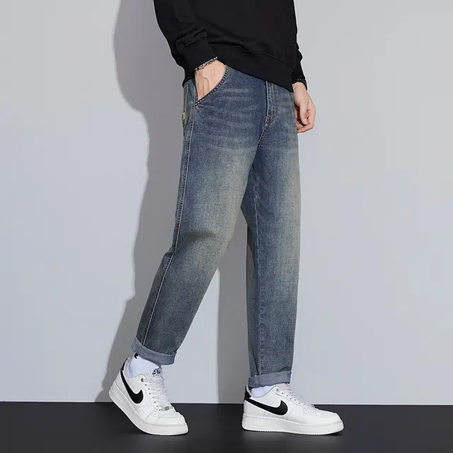 么宁 美式复古水洗宽松直筒裤潮流时尚弹力舒适透气耐穿耐磨个性痞帅休闲牛仔裤 男女同款