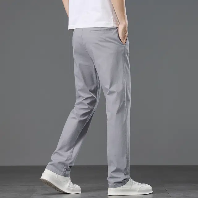 么宁 纯色基础款简约百搭合身直筒裤舒适透气个性时尚弹力长裤户外日常运动休闲裤 男女同款