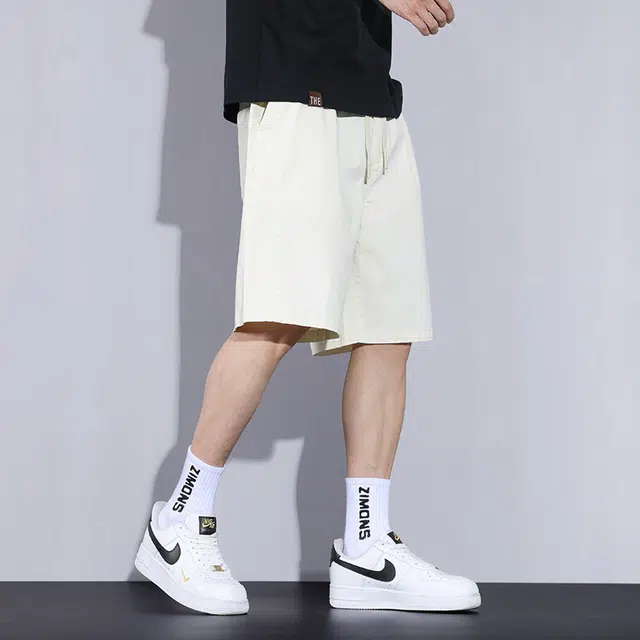 么宁 夏季薄款宽松直筒五分裤时尚绣标简约百搭舒适透气个性痞帅休闲短裤 男女同款
