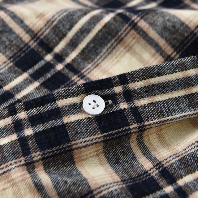 么宁 大方格子宽松翻领衬衣舒适透气休闲外套个性时尚上衣百搭磨毛长袖衬衫 男女同款
