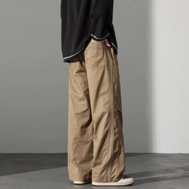 么宁 纯棉简约百搭宽松直筒裤潮流时尚舒适透气户外日常运动休闲裤 男女同款