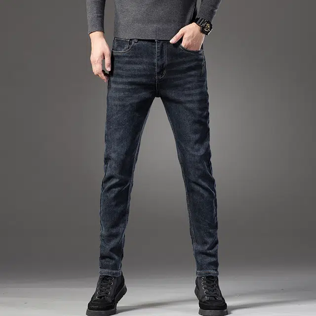 么宁 经典款重工水洗大牛复古弹力直筒裤舒适透气简约百搭耐穿耐磨休闲牛仔裤 男女同款