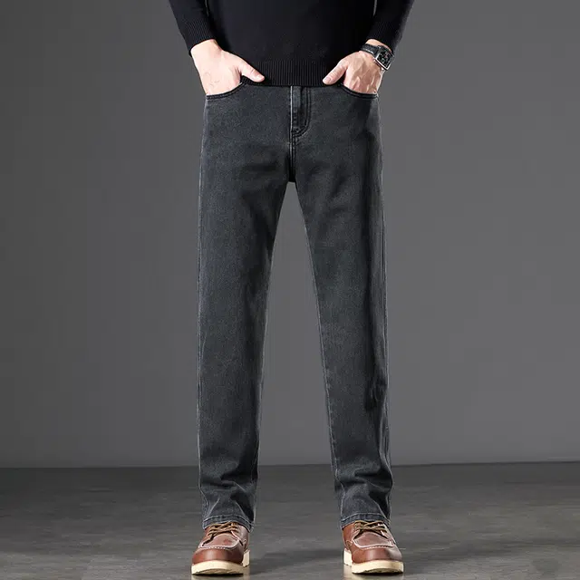 么宁 秋冬季简约百搭直筒裤舒适透气耐穿耐磨个性时尚运动休闲牛仔裤 男女同款