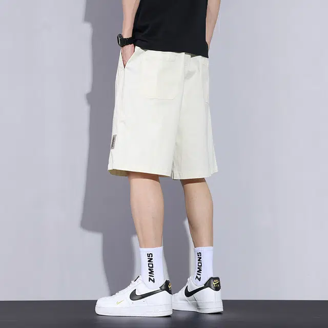 么宁 夏季薄款宽松直筒五分裤时尚绣标简约百搭舒适透气个性痞帅休闲短裤 男女同款