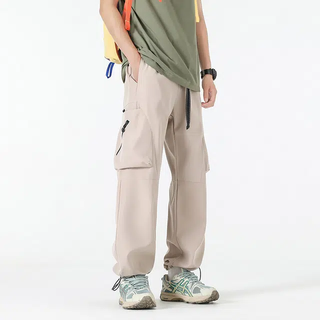 么宁 美式工装宽松直筒裤潮流时尚简约百搭舒适透气收脚长裤个性痞帅户外日常运动休闲裤 男女同款