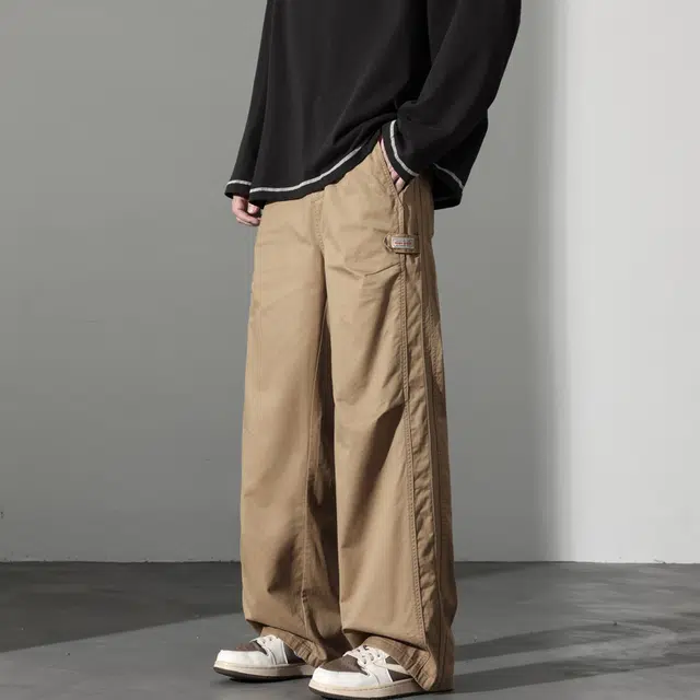 么宁 纯棉简约百搭宽松直筒裤潮流时尚舒适透气户外日常运动休闲裤 男女同款