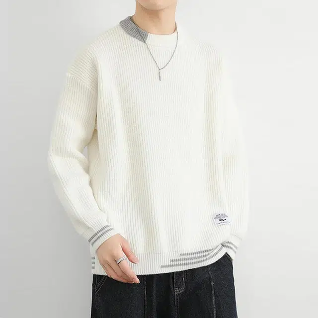 么宁 秋冬季宽松百搭慵懒风毛衣内搭休闲外套舒适透气圆领上衣个性时尚针织衫 男女同款