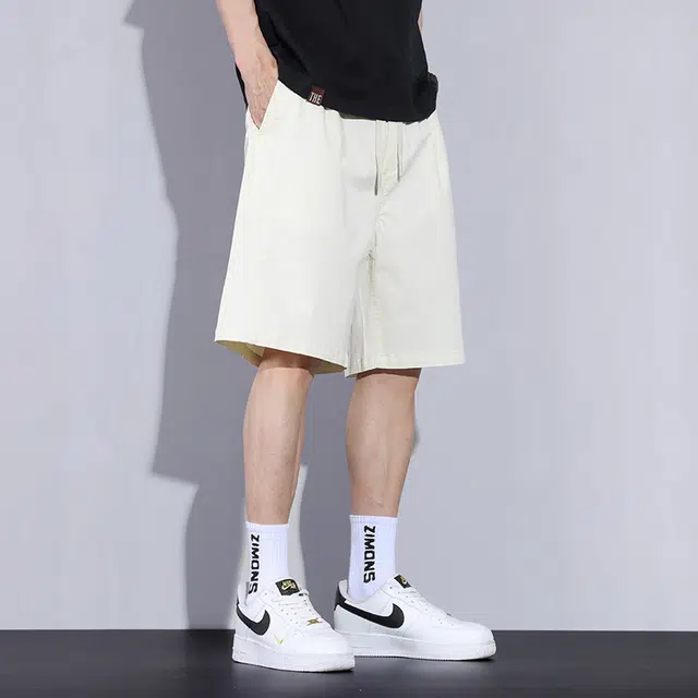 么宁 夏季薄款宽松直筒五分裤时尚绣标简约百搭舒适透气个性痞帅休闲短裤 男女同款