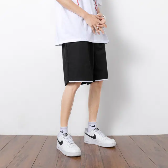 么宁 简约百搭个性工装五分裤薄款宽松直筒潮流时尚弹力舒适透气休闲短裤 男女同款