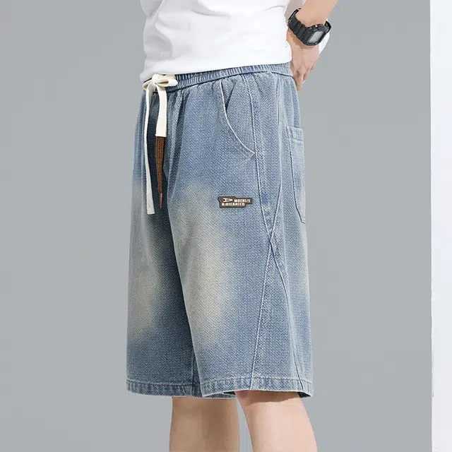 么宁 星空纹简约百搭五分裤夏季薄款潮流时尚宽松直筒舒适透气牛仔短裤 男女同款