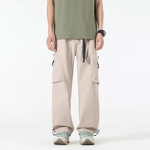 么宁 美式工装宽松直筒裤潮流时尚简约百搭舒适透气收脚长裤个性痞帅户外日常运动休闲裤 男女同款