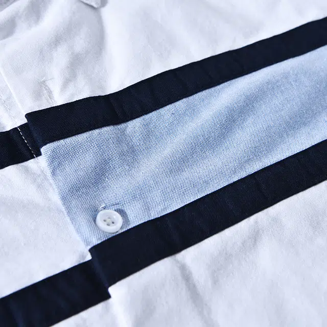 么宁 日系纯棉拼接长袖衬衣潮流时尚撞色设计感休闲外套简约百搭宽松翻领上衣舒适透气衬衫 男女同款