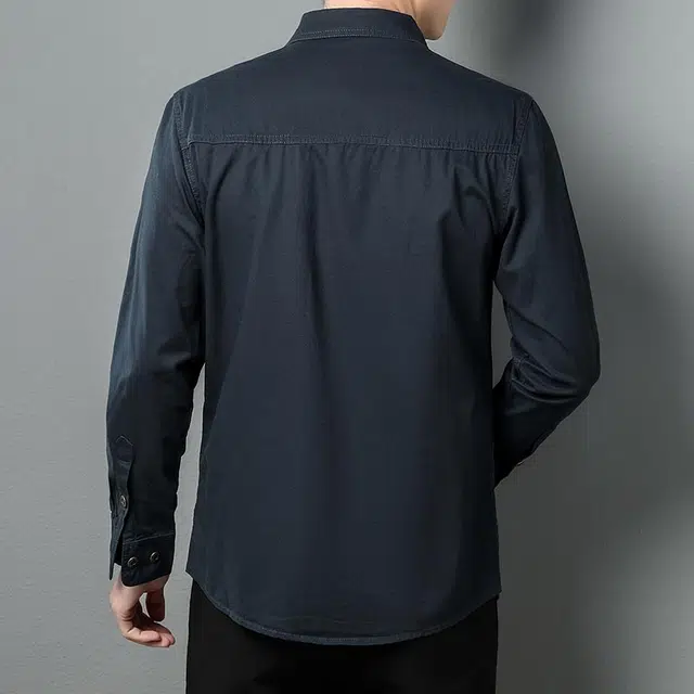 么宁 美式休闲工装衬衣纯棉长袖翻领外套舒适透气宽松上衣个性时尚衬衫 男女同款