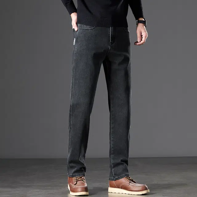 么宁 秋冬季简约百搭直筒裤舒适透气耐穿耐磨个性时尚运动休闲牛仔裤 男女同款