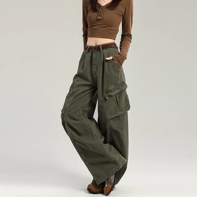 如续 轻美式辣妹工装裤阔腿宽松牛仔裤 女款