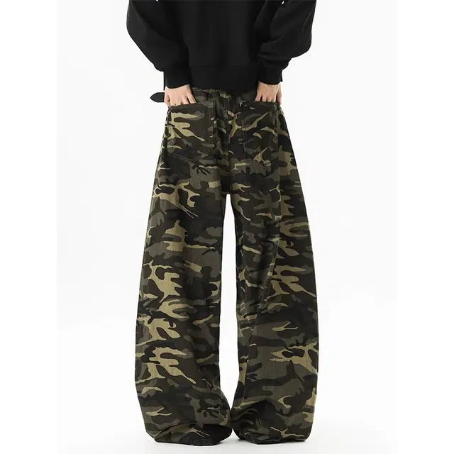 如续 美式复古高街风设计感拖地阔腿长裤百搭慵懒风宽松直筒牛仔裤 男款