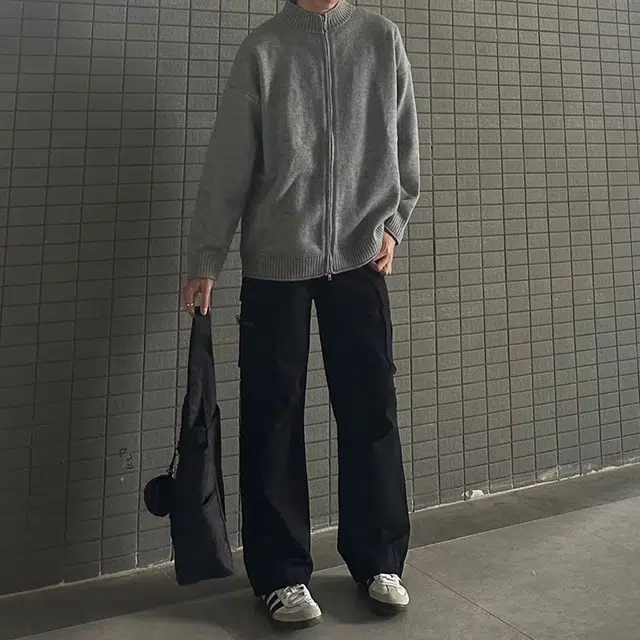 如续 高质量老钱风简约开衫拉链男立领保暖休闲年轻外套针织衫 男女同款