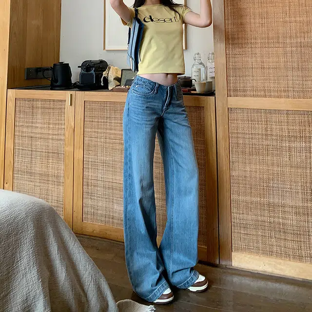 如续 夏季无腰头凉感天丝复古水洗低腰垂感直筒女百搭时尚简约设计舒适牛仔裤 女款